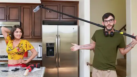 Preparing To Drill The Dark Haired Stunner With A Machine